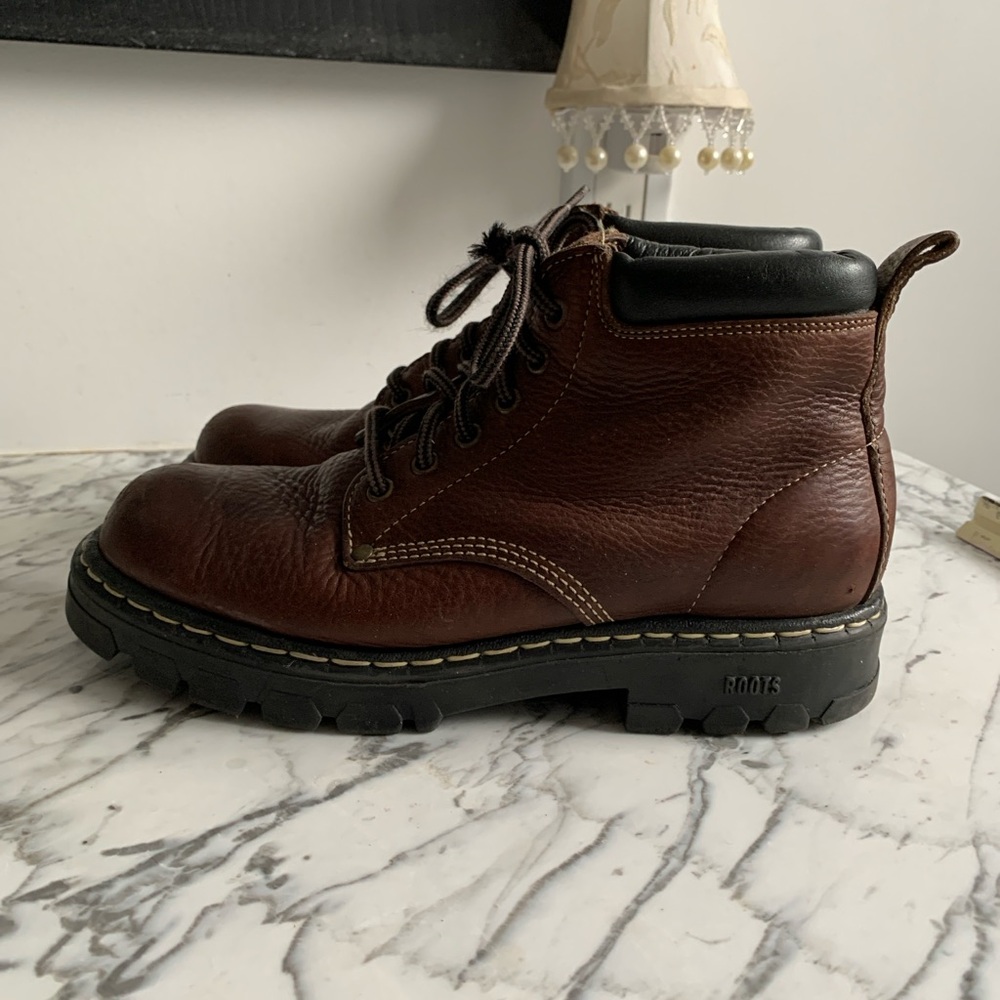 Roots Tuff Dark Brown Leather Lace-Up Boots